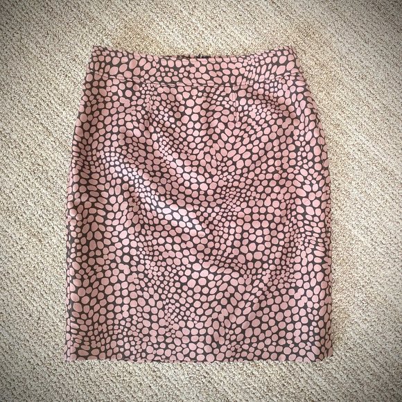 LOFT Silk Blend Spotted Pencil Skirt Size 6 - Picture 3 of 8